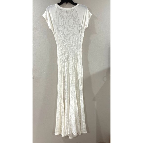 Free People Dress Cypress Bohemian Lace Maxi Ivory white size small No Slip - Picture 5 of 11